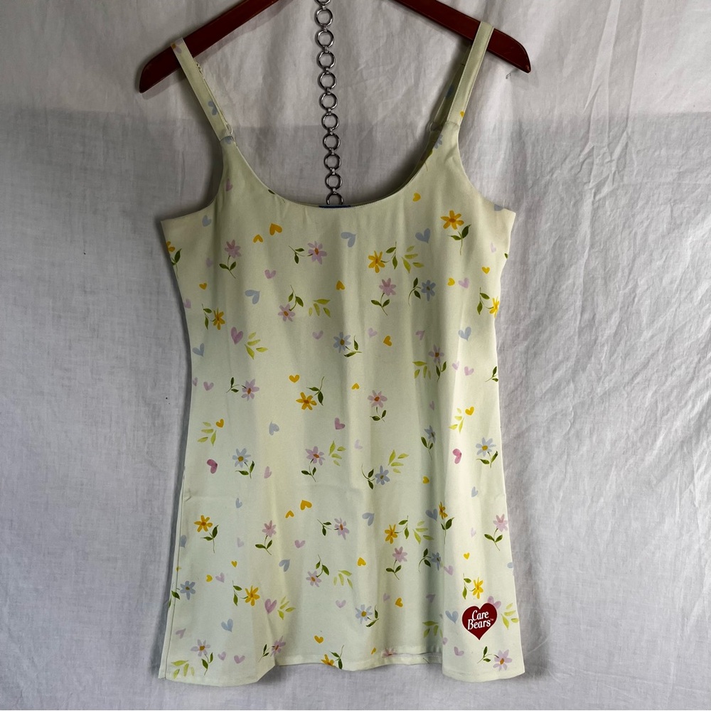 BSR By Samii Ryan X Care Bears Sweetness Slip Dress Yellow Floral Short Mini S